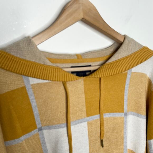Rachel Rachel Roy Womens Hooded Pullover Sweater 1X Mustard Yellow Plaid Cozy - Picture 4 of 9